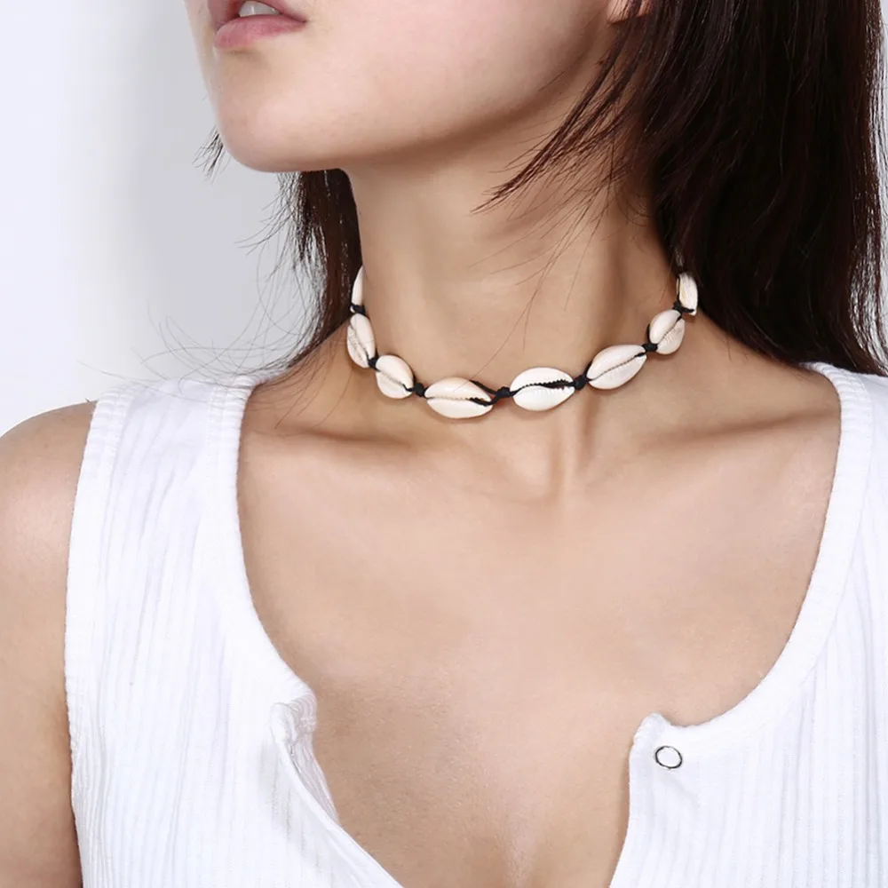Новое поступление ожерелье в стиле бохо с ракушками черная красная веревка чокер