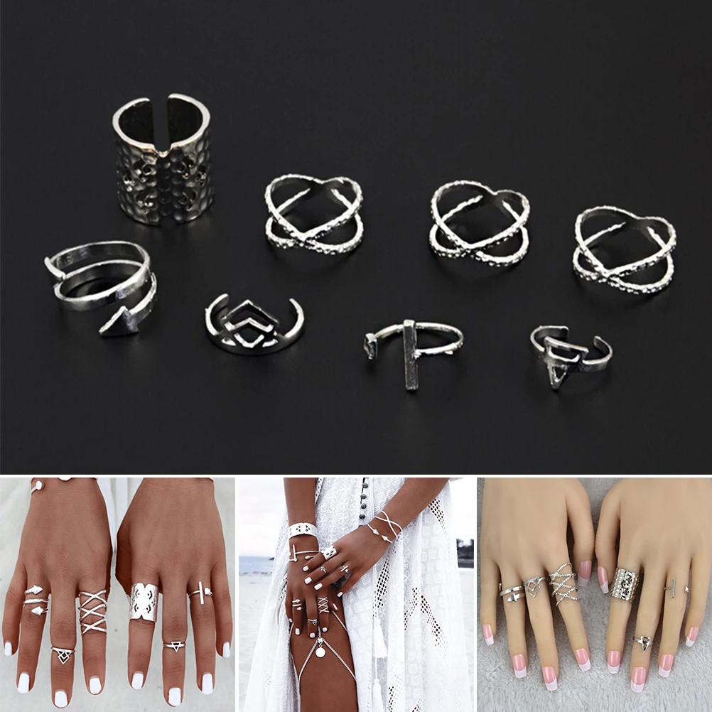 Набор женских колец 8 шт./лот специальный дизайн треугольное кольцо на палец