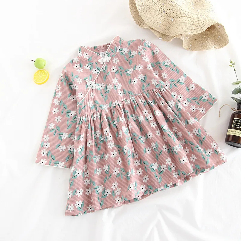 

Dulce Amor Fall Girls Dress Autumn Chinese Style Floral Print Elegant Princess Dress Baby Girl Clothes For 2-6Y Drop Shipping