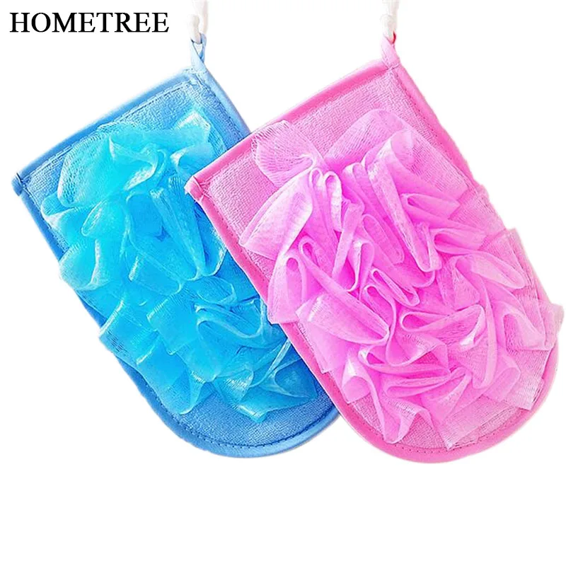 

HOMETREE 1Pc New Bath Glove Skin Care Body Brush Spa Exfoliating Mitts Gloves Flower Wash Towel Brush Christmas For The Bath H01