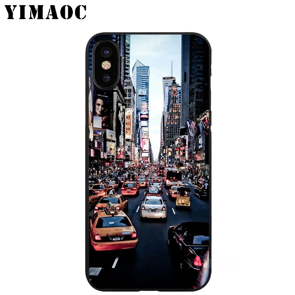 YIMAOC City night scene Soft TPU Black Silicone Case for iPhone X or 10 8 7 6 6S Plus 5 5S SE Xr Xs Max |