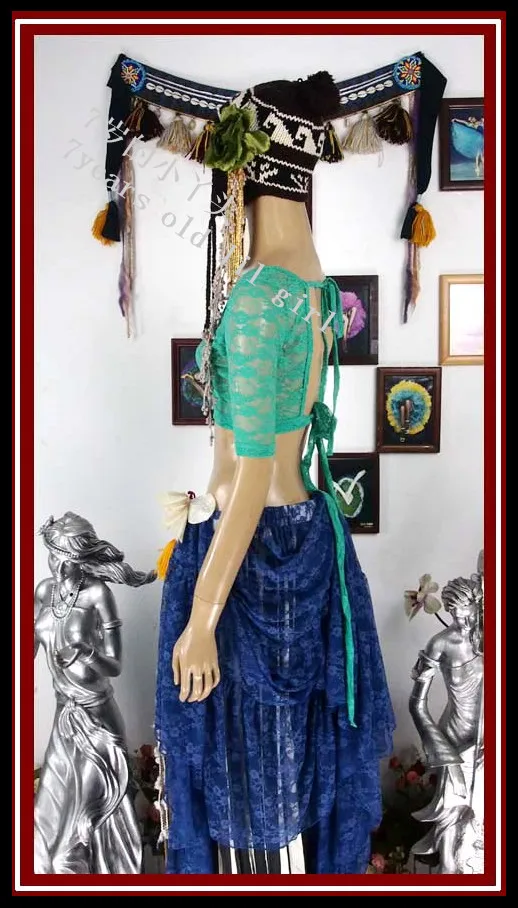 Кружевной топ для танца живота Ats Племенной чоли короткий рукав DQ117-122 |