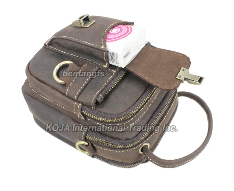 Ретро винтажная мужская кожаная поясная сумка Кожаная через плечо коричневая