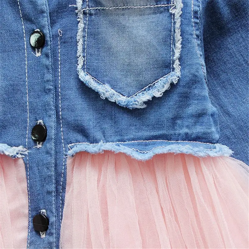 

Autumn Denim Dresses For Girl Long Sleeve Baby Girl Dress Princess Mesh Kids Party Dresses Baby Girls Clothes