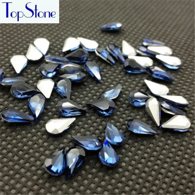Монтана синий стеклянный кристалл в форме слезы заостренный на спине Стразы 5x8 6x10
