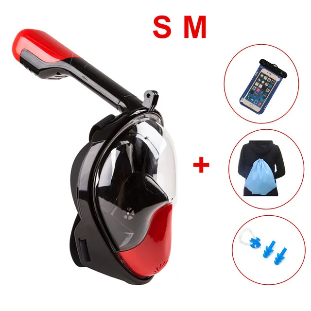 Red Set S M Маска для дайвинга, подводная противотуманная маска для подводного плавания, маска для подводного плавания для мужчин и женщин - Цвет: Red Set S M
