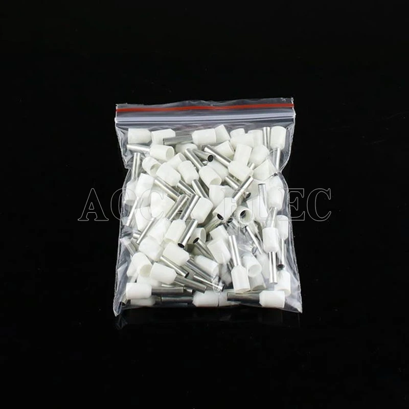white 100 шт. E2508 E2510 E2512 E2518 Изолированные Наконечники клеммный блок шнур конец провода разъем 2,5 мм2, обжимной Терминатор - Цвет: white