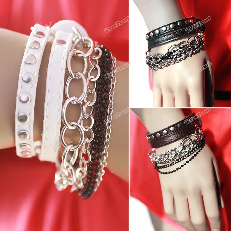 evertrust Fashion Punk Rock Multi-layer Chain Stud Rivet Leather Bangle Bracelet wholesale | Украшения и аксессуары