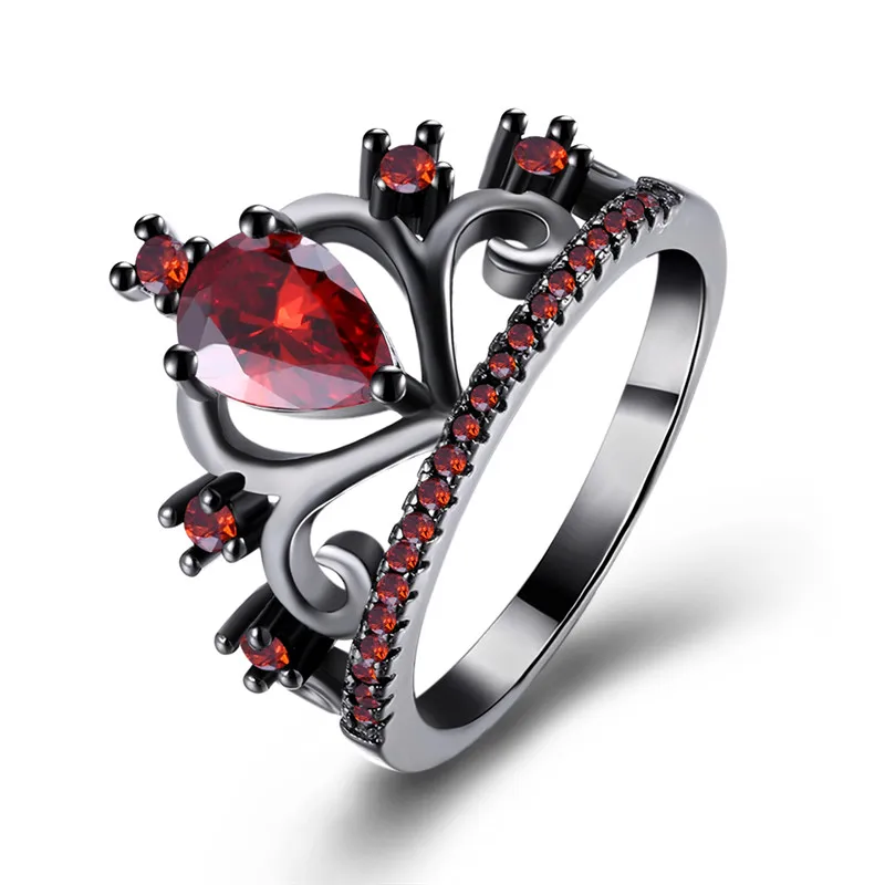 AAA + Циркон Корона Свадебные Кольца для Для женщин элегантный черный Gold Filled