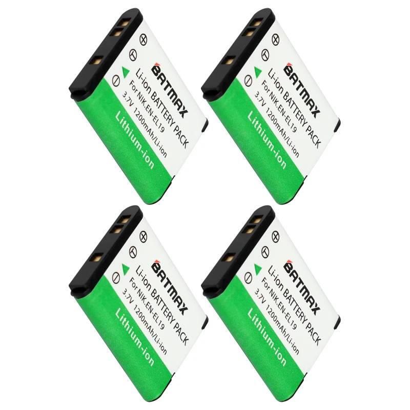 4Pcs EN-EL19 EN EL19 ENEL19 Batteriess &amp USB Dual Cahrger for Nikon S2500 S100 S2600 S3100 S3200 S3300 S4100 S4200 S4300 S6600 |