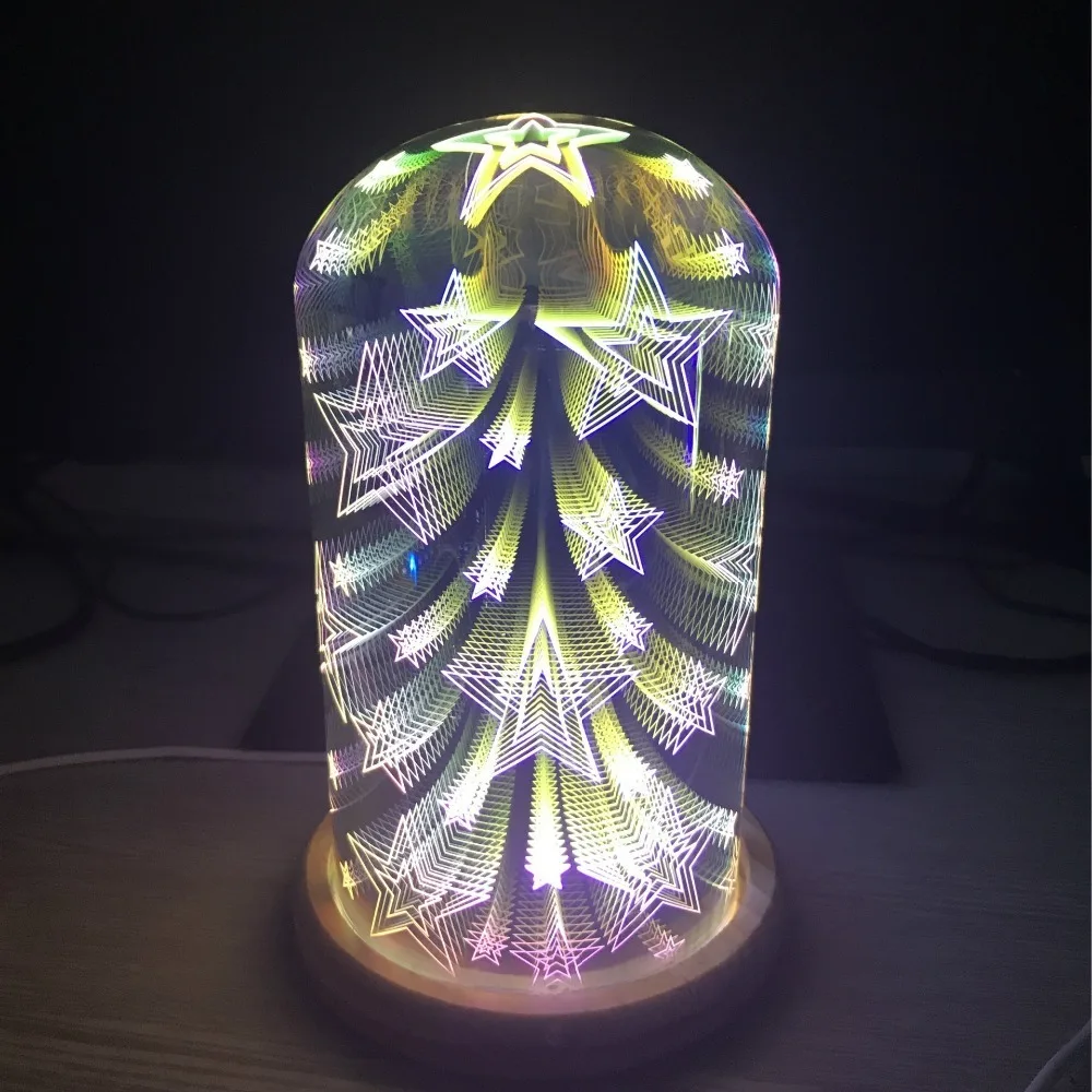 Фейерверк Звезда Сердце 3D ночник Стекло Магия стол настольный светильник светодиодный USB творческая атмосфера освещения как игрушки подарки для женщин