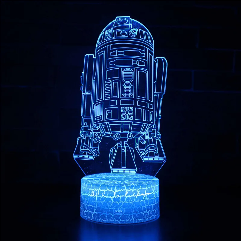Звездная серия фигурка 3d иллюзия Лампа Дарт Вейдер BB8 R2D2 X-WING войны фигурка светодиодный Lmapen Дети Спящая Ночь игрушки с огоньками - Цвет: MY202-CRACK7