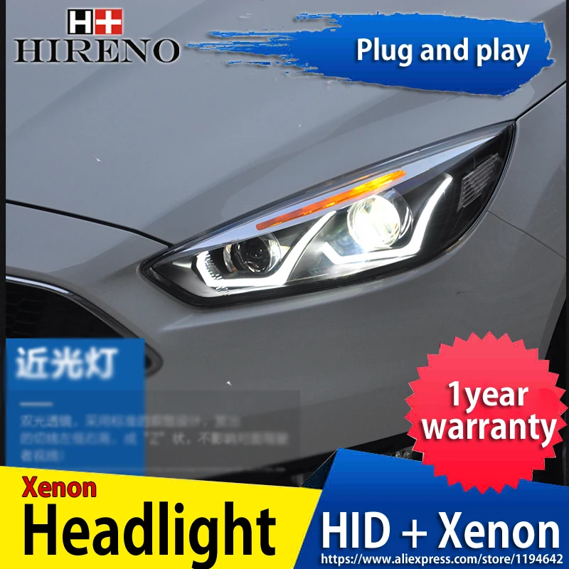 Hireno фары для- Ford Focus фар автомобиля сборки светодиодный DRL ангел объектив двойной луч ксеноновые 2 шт