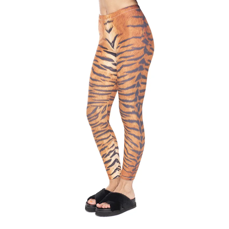 New Arrival Hot Sales High Waist Cozy Leggings Tiger Fur Digital Printing Pants Trousers Slim Skinny Sportswear | Женская одежда