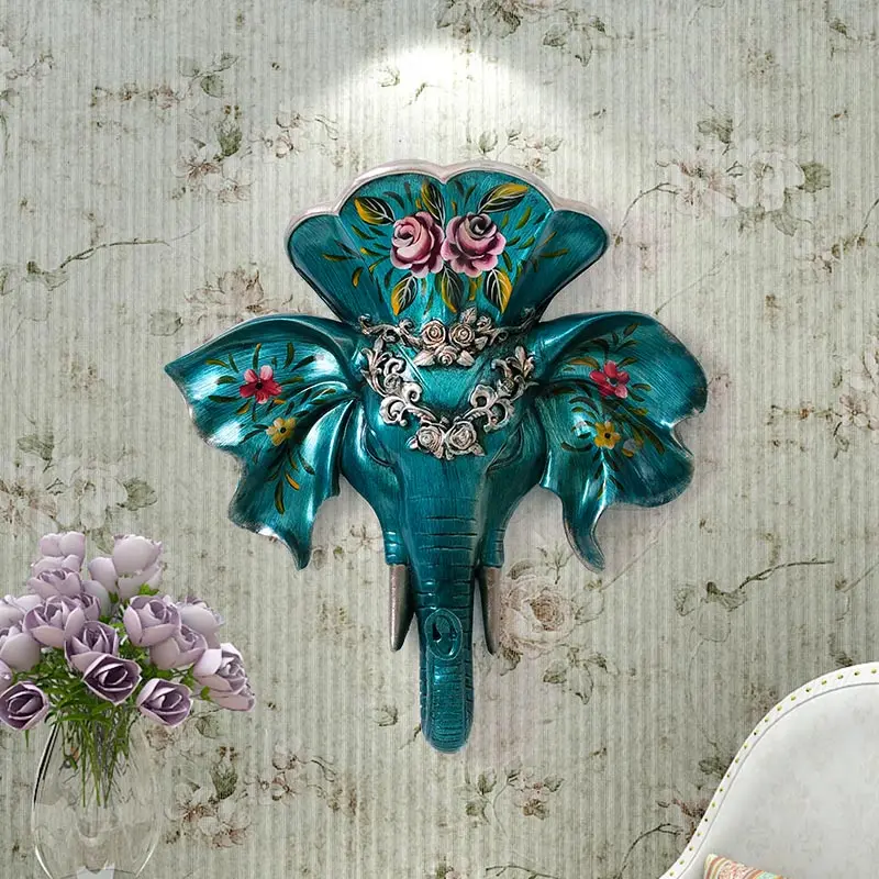 Настенный декор в европейском стиле ретро с подвеской виде головы слона|decorative