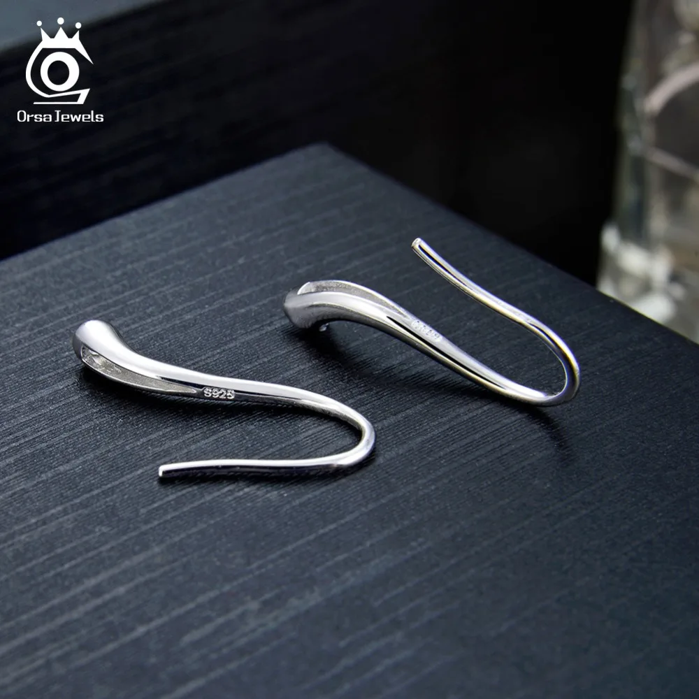 ORSA JEWELS, настоящие 925, необычные серьги-капли для женщин, AAA кубический циркон, Стерлинговое Серебро, женские серьги, модное ювелирное изделие, SE145