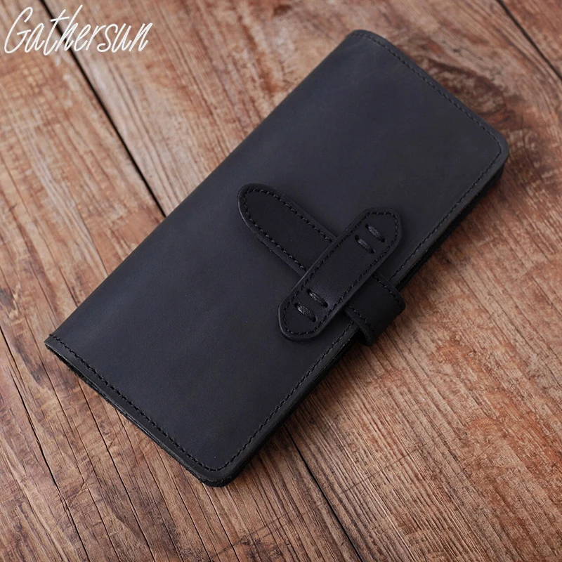 Gathersun Brand Handmade 100% High quality Top Layer Cowhide Leather Wallet Genuine Unisex Vintage Style Long Purse | Багаж и сумки