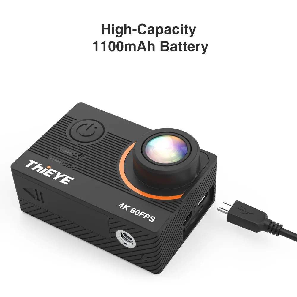 Экшн-камера theye T5 Pro Real Ultra HD 4K 60fps с сенсорным экраном, Wi-Fi, с пультом дистанционного управления, подводная спортивная камера 60 м