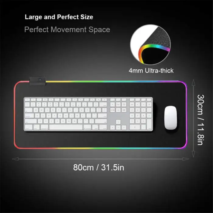 RGB цветное светодиодное освещение коврик для мыши Коврик для ПК ноутбук игровой@ JH