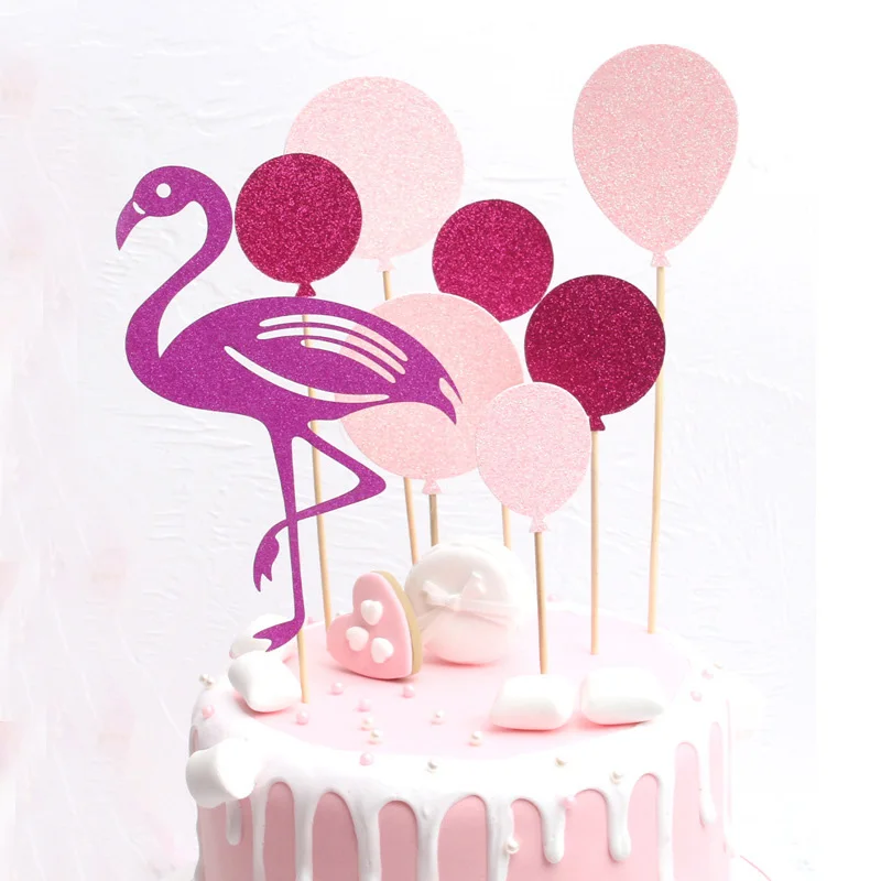 8pcs flamingo Фламинго ананас Алоха письмо торт топперы летние украшения для вечеринки на день рождения кекс Топпер Гавайская тропическая свадьба - Color: 8pcs flamingo