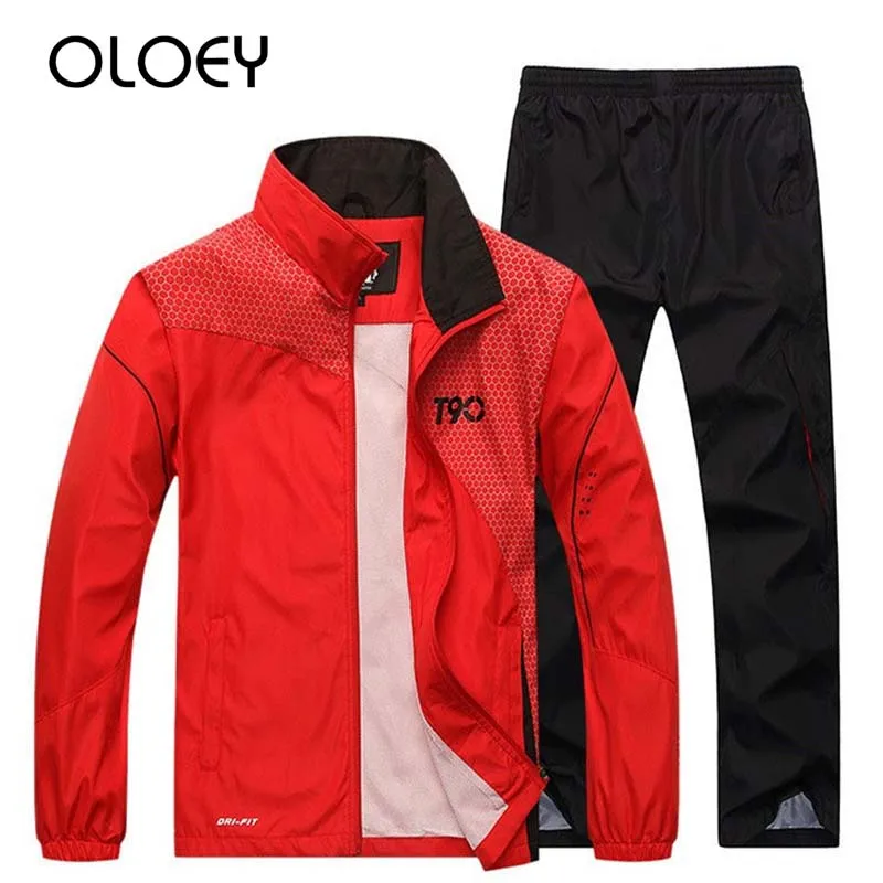 red Спортивный костюм мужской спортивный костюм на молнии комплект мужские спортивные костюмы спортивный костюм спортивные костюмы для бега спортивная фуфайка трек Штаны - Цвет: red