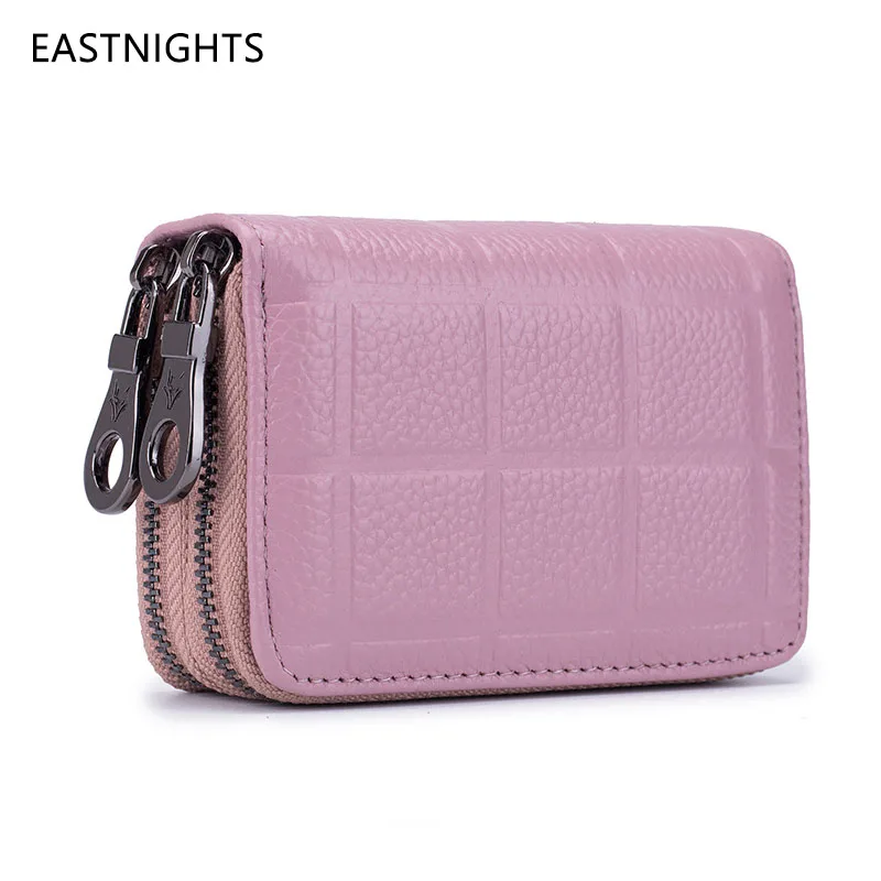 Розовый EASTNIGHTS Натуральная кожа ID кредитный держатель для карт для мужчин Rfid женщин место бизнес имя карты кошелек портмоне TW2725 - Цвет: Розовый
