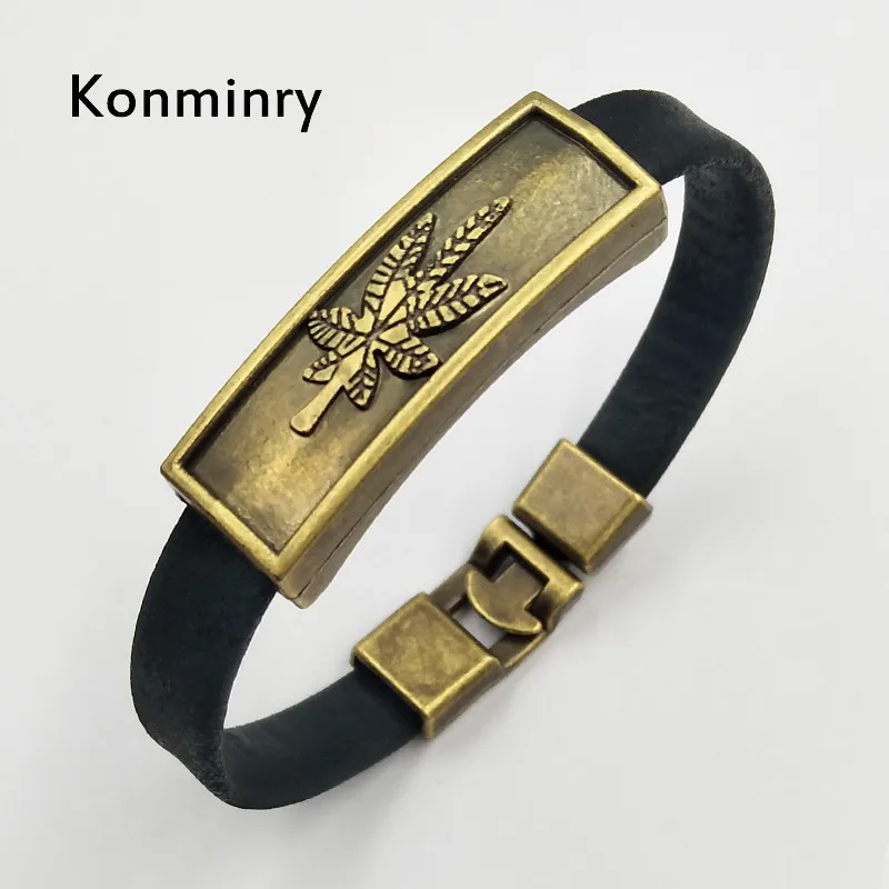 Konminry Religion Leaf Pattern Бронзовый металлический кулон браслет и браслеты Горячая