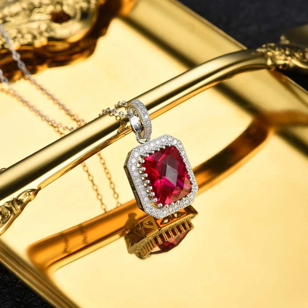 Женское ожерелье из серебра 925 пробы с красным камнем 5 52 карата|fine jewelry|necklace stone