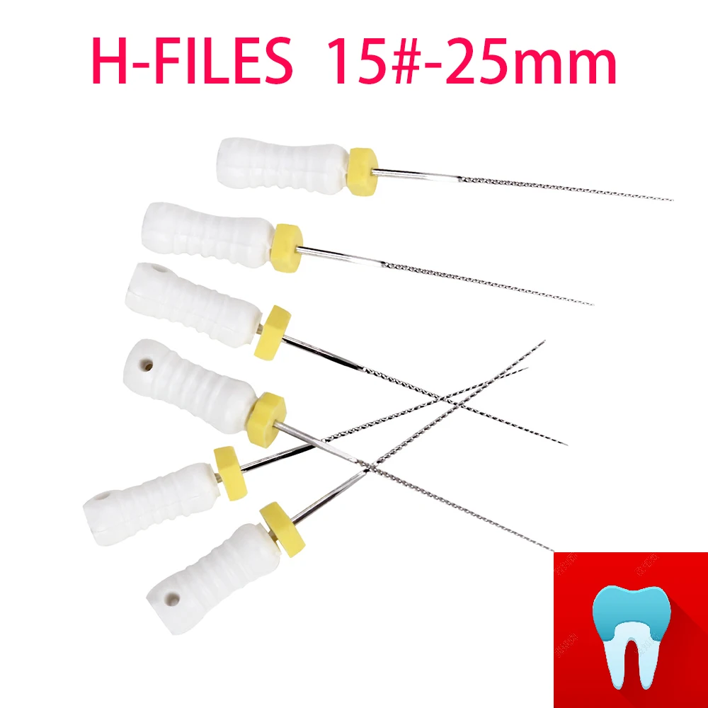 6pcs 15#-25mm Dental Files H Root Canal Dentist Materials Dentistry Instruments Hand Use Stainless Steel H Files