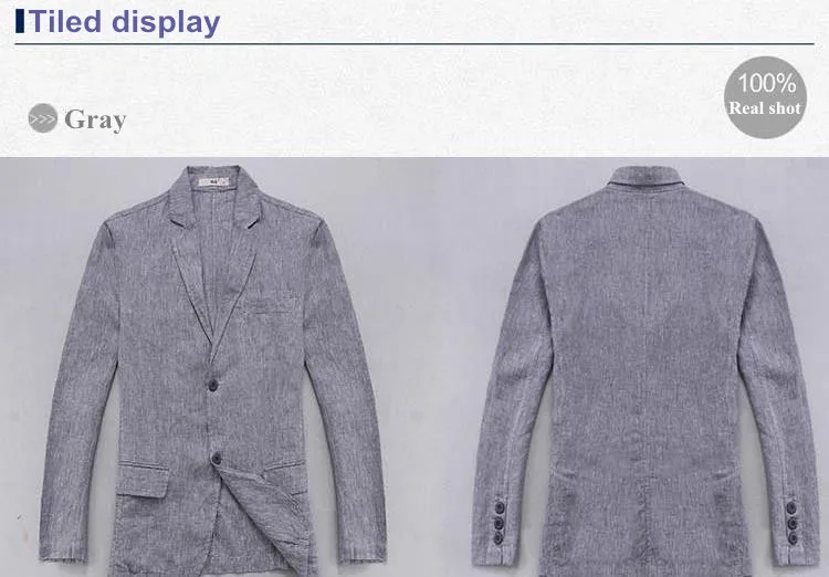 Пиджак мужской льняной повседневный однотонный модный итальянский Блейзер