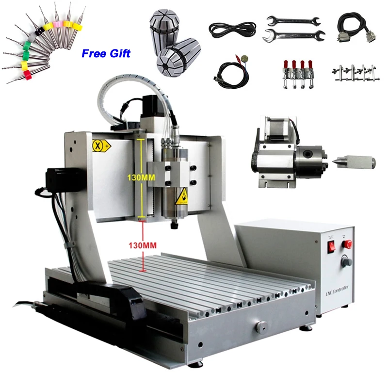 

4 Axis CNC 3040 Mini Metal Milling Machine Ball Screw 800W Spindle 3D Engraving with 130mm Z-Axis Stroke