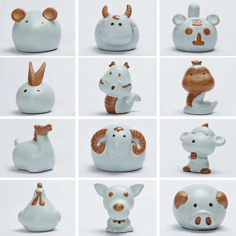 

Зодиакальный орнамент ручной работы керамика козы крысы крупного рогатого скота Тигр кролик змея лошадь обезьяна, курица собака свинья фэн...