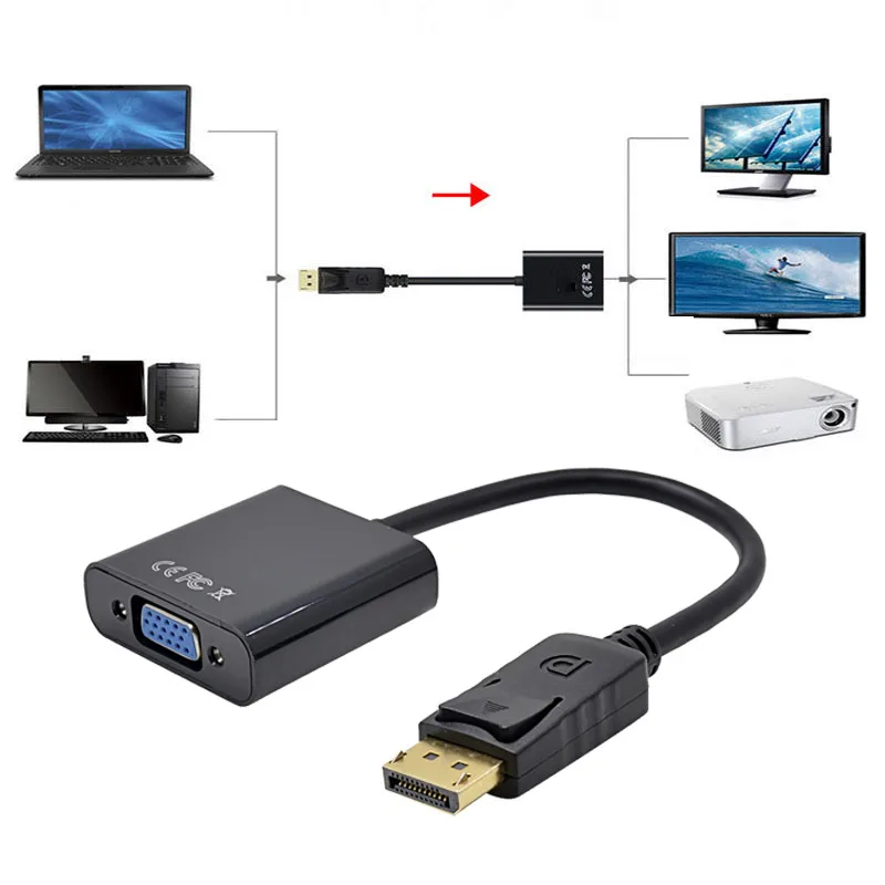 Новый горячий Профессиональный 1080P порт дисплея DP к VGA Женский конвертер адаптер