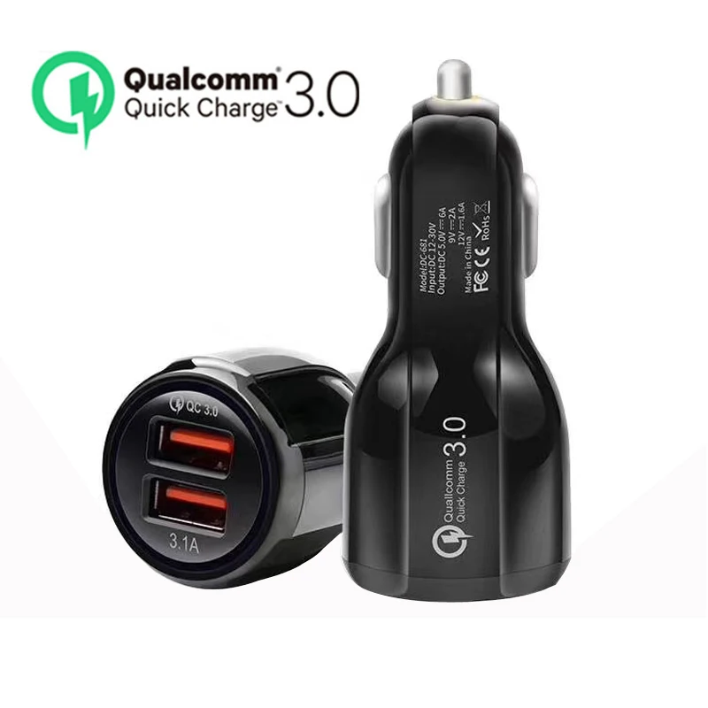 30 Вт макс QC3.0 QC2.0 dual USB быстрой автомобильное зарядное устройство для телефонов