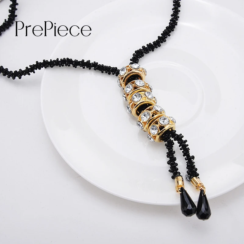 Prepiece Новая мода Дикий черными Геометрическая CZ Кристалл Длинные Цепочки bright crystal