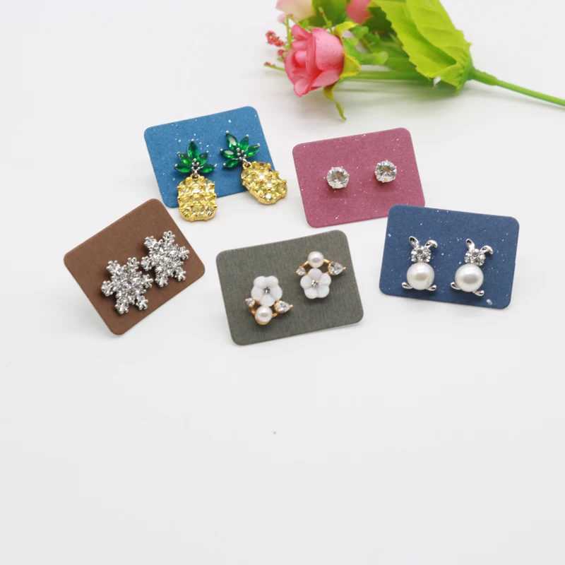 

100pcs/lot 2.5x3.5cm New Jewelry Earring Display Cards One Card Two Color Ear Studs Paper Packaging Cards Hang Tags Wholesale