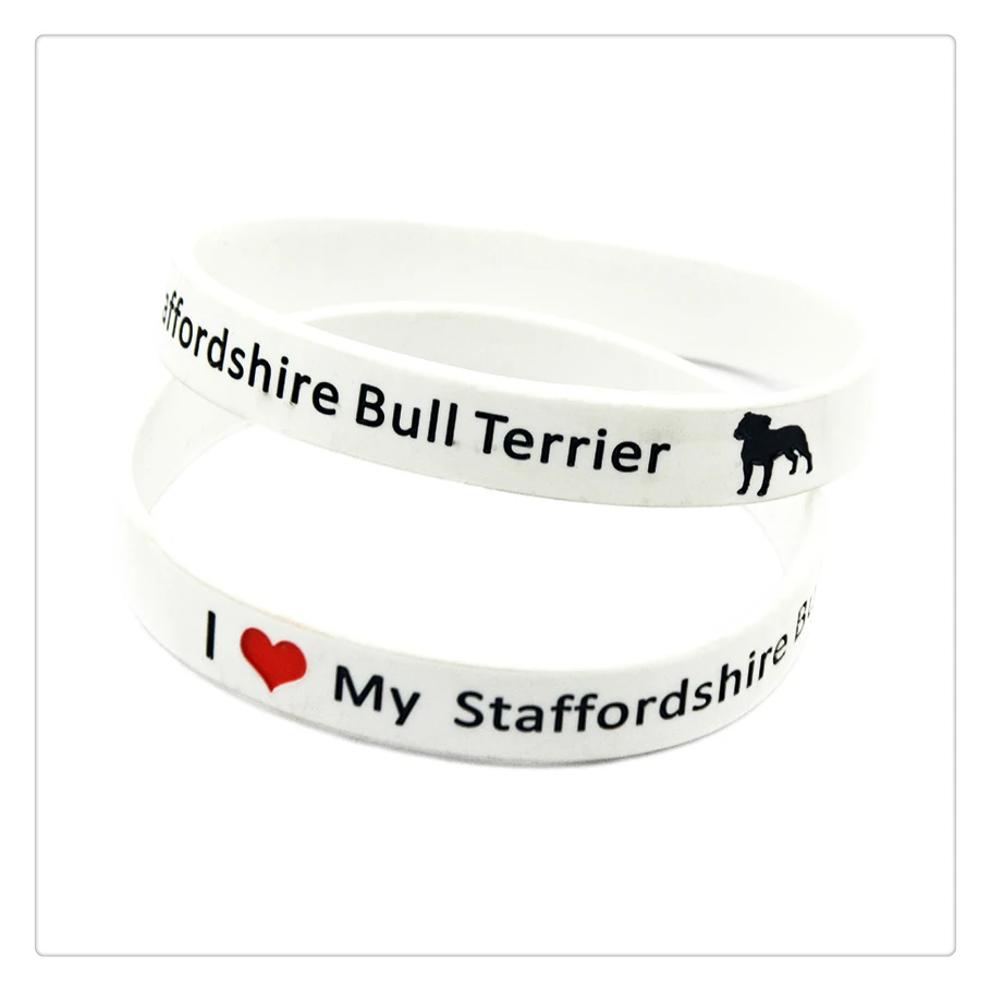 1 украшение для ПК I Love My Staffordshire бультерьер силиконовый браслет