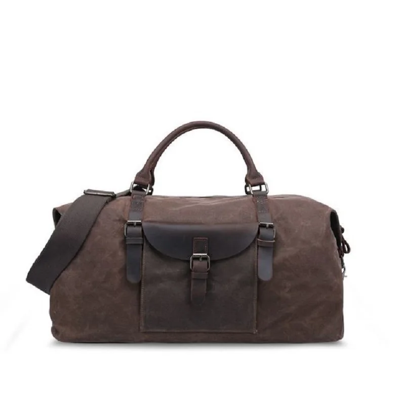 

M306 Vintage Waxed Canvas Men Travel Duffel Large Capacity Oiled Leather Military Weekend Bag Basic Holdall Tote Overnight Bags