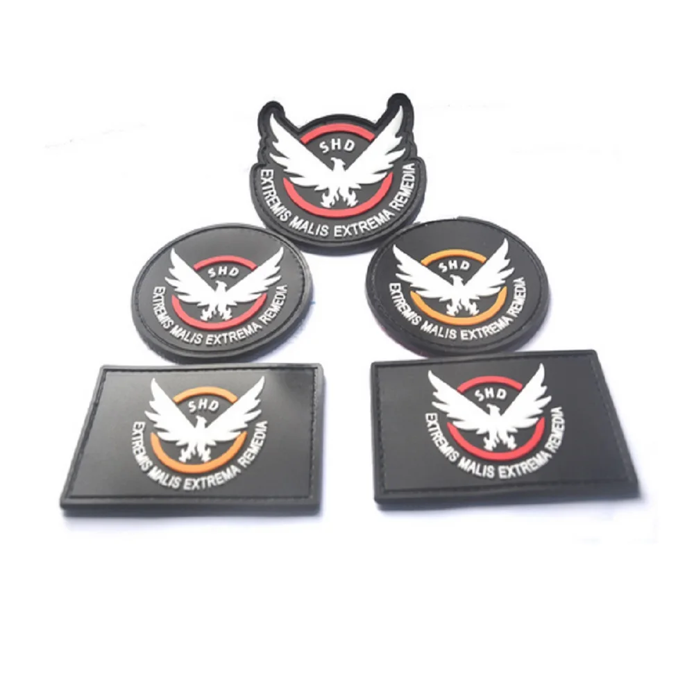 

3D PVC Game Airsoft Cosplay Patches The Division SHD Wings Out Badge Military Armband Tactical Rubber Patches