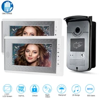 wired rfid 7 tft color video intercom doorbell system 2 monitor video door phone entry home ir coms camera 700tvl 500 users