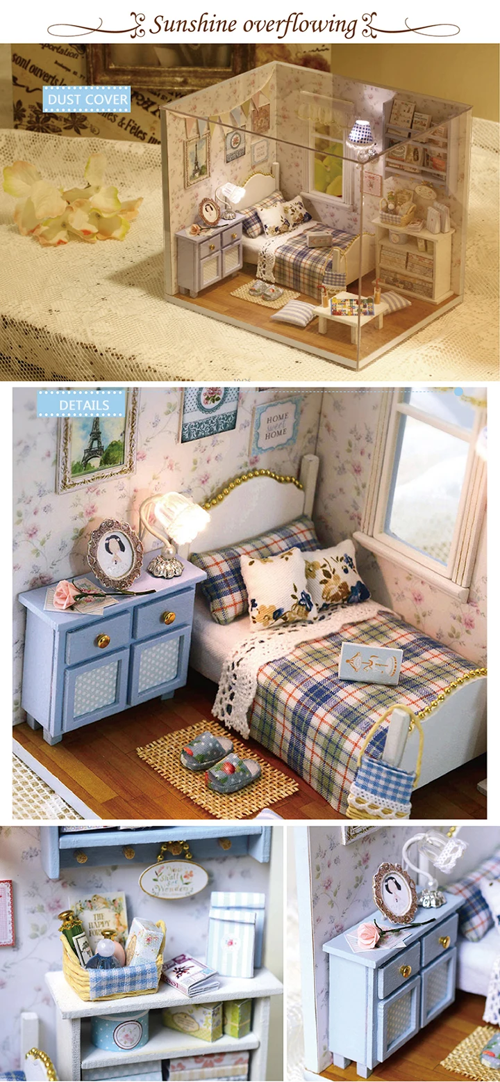 CUTEBEE кукольный домик ручной работы миниатюрный кукольный домик Модель деревянные игрушки мебели Casa De куклы Boneca игрушечные дома подарок на день рождения H012