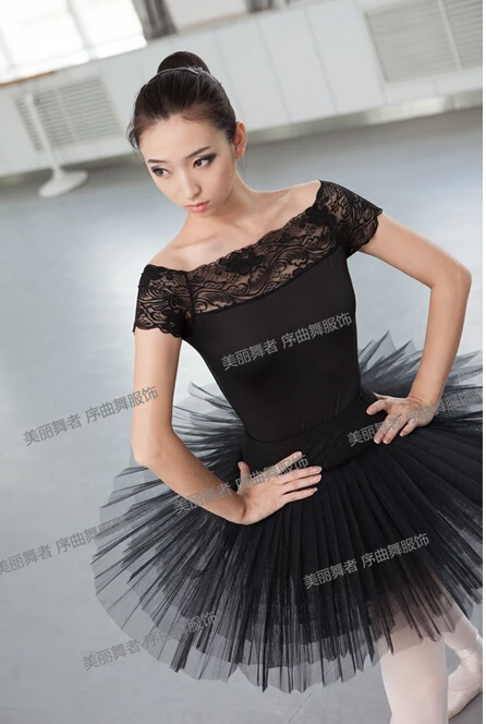 

Black short Sleeve lace sexy M-XXL Dancewear Ballet Leotard gymnastics women girl ballet dance clothes ballet suit adult