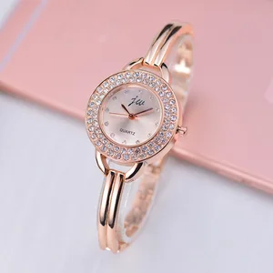 Женские наручные часы JW, розовое золото, кристаллы, стразы, Аналоговый браслет