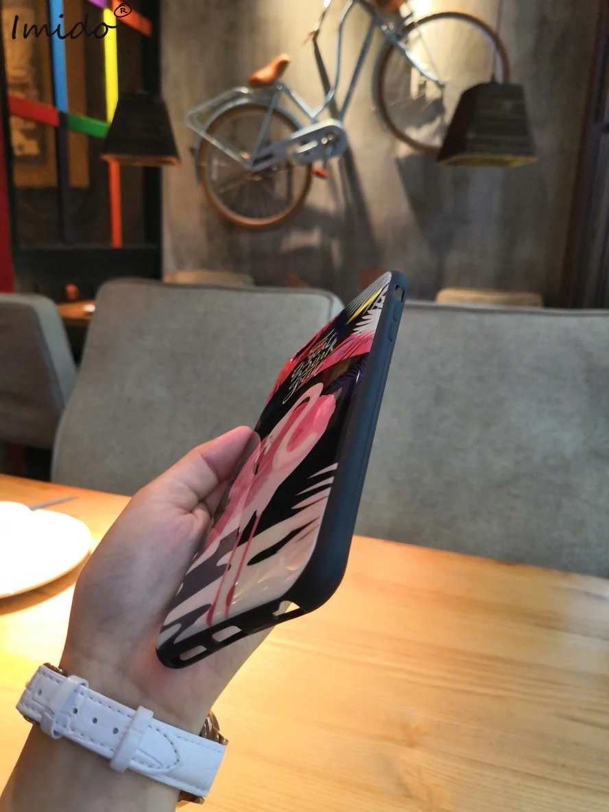 IMIDO милый чехол с фламинго для iphone X 7 7Plus Blu-Ray мягкий IMD TPU 6 6s 6plus plus 8 8plus задняя