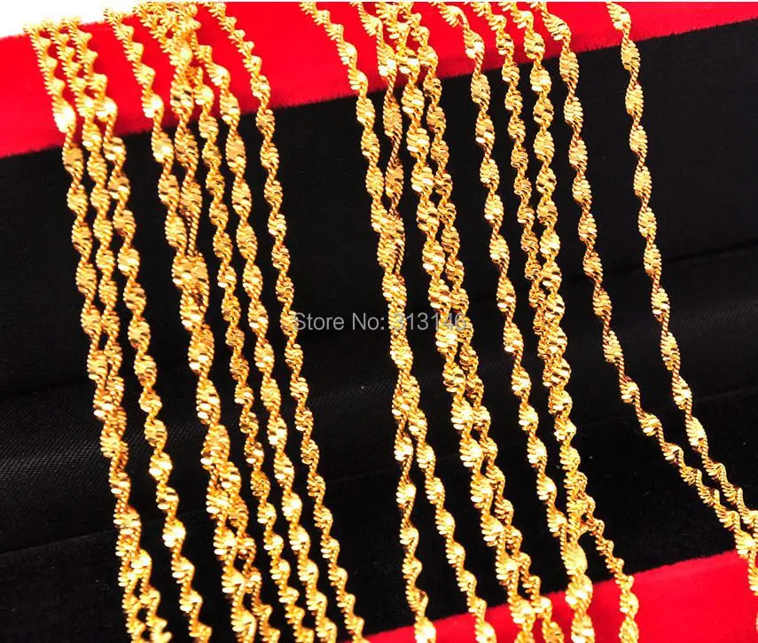 Оптовая продажа 2 мм Желтое покрытие модные ювелирные изделия женские мужские