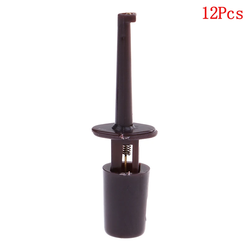Coffee 12pcs Мини 12 шт./10 шт. один тестовый крюк зажим тестовый зонд для электронного тестирования ing IC Grabber большой круглый крокодил зажим крюк тестовый зажим - Цвет: Coffee 12pcs