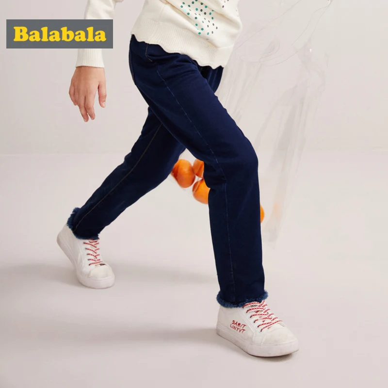 Balabala/джинсы без застежки на флисовой подкладке с необработанным краем для