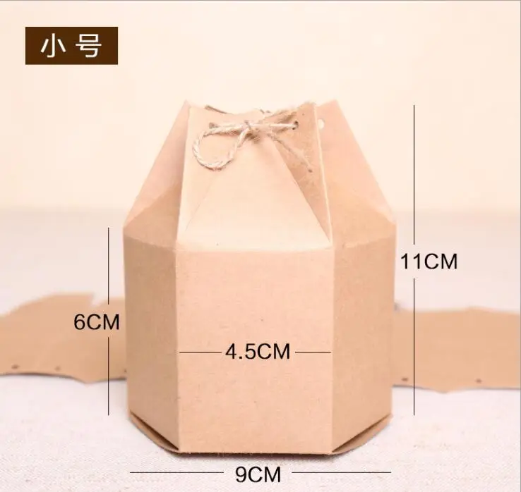 50 шт. новый дизайн маленьпосылка картонная коробка из крафт бумаги шестигранный