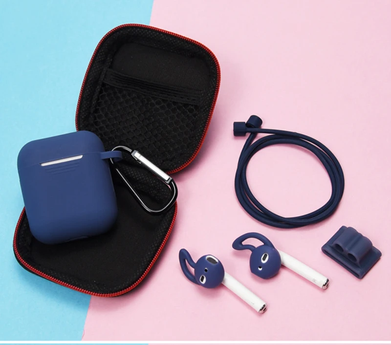 Мини 6 шт. в 1 наборы для Airpods чехол защитный чехол милые наборы кольцо ремень крюк моталки держатель коробка набор Earpods силиконовый чехол
