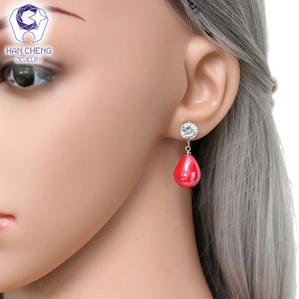 Новые очаровательные Посеребренные Круглые висячие серьги HanCheng с искусственным